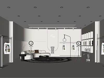 Modern Public Office Space Interior With Workstations Sofa And Decorative Lighting 3d model