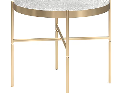 Elegant Modern Round Coffee Table With Gold Metal Crossed Legs And Textured Marble Top 3d model