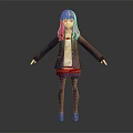 3D Anime Style Character with Pink Hair in School Uniform Standing Pose and Detailed Clothing