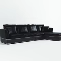Modern L Shaped Black Leather Sectional Sofa With Spacious Seating And Tufted Back 3d model