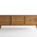 Modern Wooden TV Stand With Drawers Cabinet Doors And Slim Legs Design