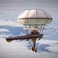 Large White Envelope Airship Flying High Above Clouds With Propellers And Cabin 3d model
