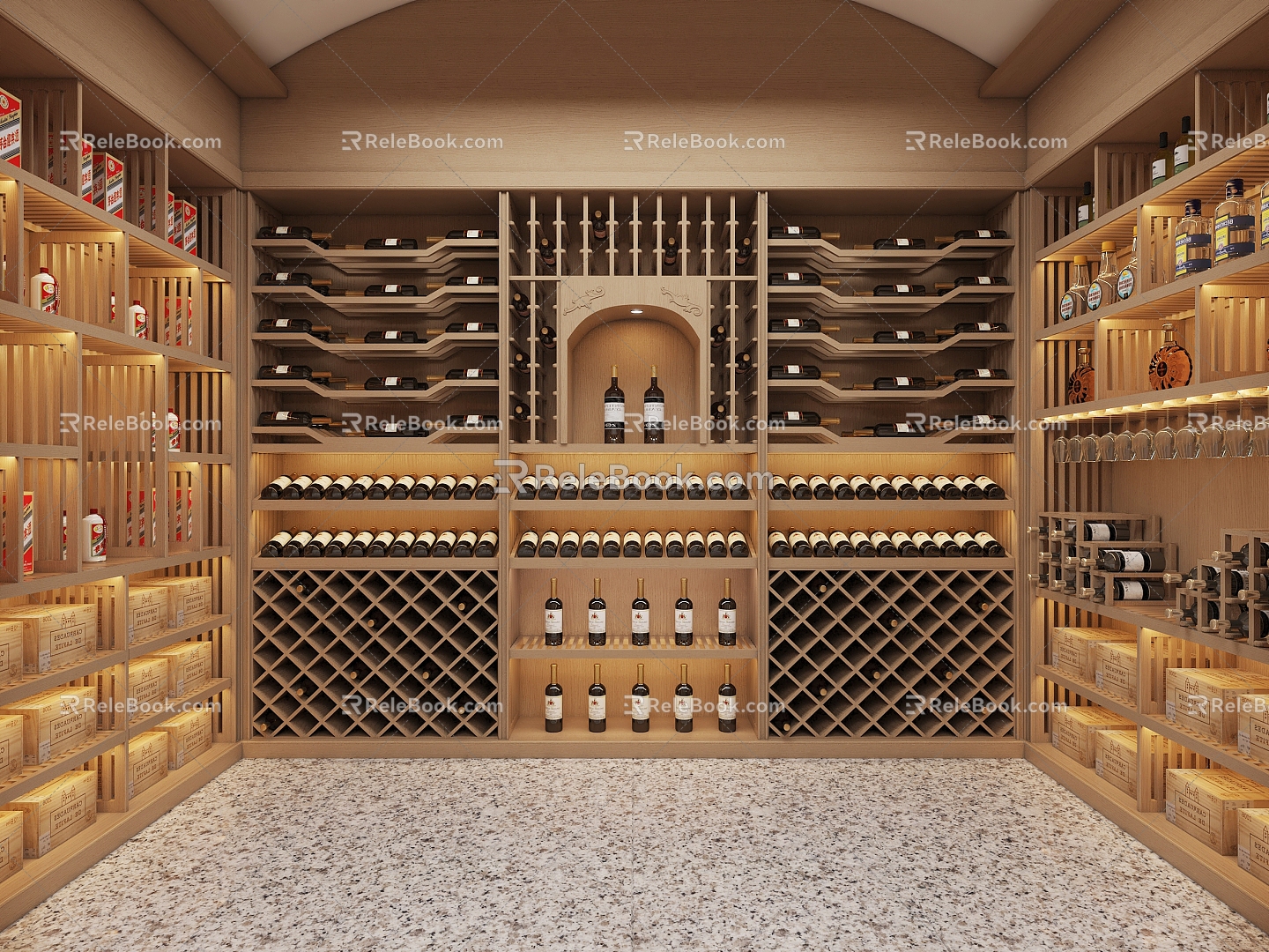 Solid Wood Red Wine Cellar Cold Storage Room Constant Temperature Cabinet Display Cabinet Red Wine Cellar model