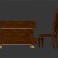Vintage Wooden Desk With Leather Top Panels Carved Details Drawers And Matching Upholstered Chair