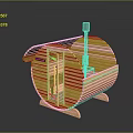 Modern Round Wooden Sauna Featuring Glass Door And Top Heater Design