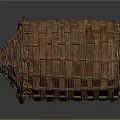 Traditional Handwoven Basket With Cylindrical Shape Natural Woven Texture And Wooden Rim