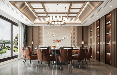 New Chinese Room Hotel Restaurant Room 3d model