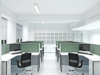 modern public office area screen office 3d model