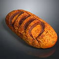 Crusty Golden Brown Artisan Bread With Diagonal Slits And Sesame Seeds Topping