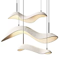 Modern Wave shaped White Fabric Chandeliers with Soft Lighting and Hanging Design