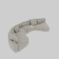 Luxury Modern Curved Beige Multi Seater Fabric Sofas With Soft Decorative Pillows For Living Rooms