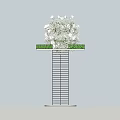 Banquet Hall Decor With White Metal Stand Circular Tray White Flowers And Green Grass
