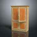 Simple Style Wooden Entryway Cabinet Sideboard With Double Door And Golden Handles