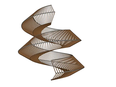 Brown Metallic Spiral Sculpture With Interlaced Lines And Wave Like Ascent 3d model
