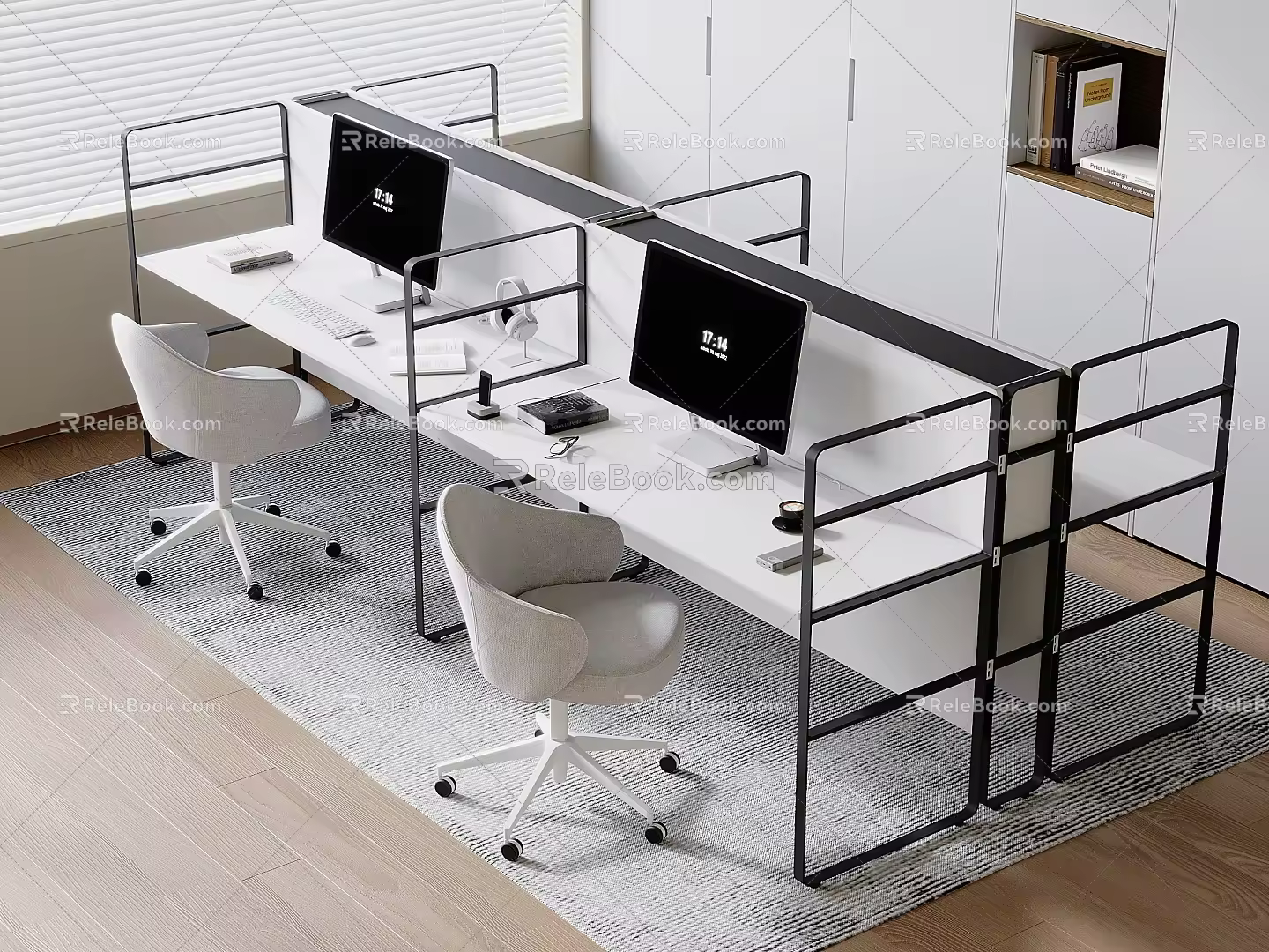 Solid Wood Desk Swivel Chair Apple Desktop Computer Mouse Keyboard 3d model