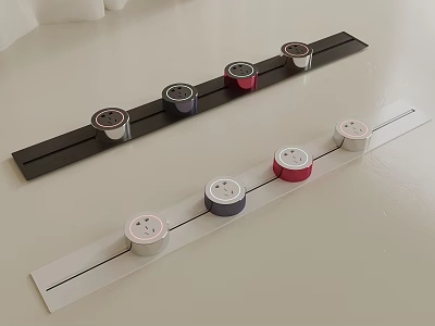 Black And White Strips With Round Sockets In Red Blue And Silver Colors 3d model