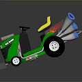 Green Toy Tractor With Yellow Seat Blue Exhaust Pipes And Silver Front Blade