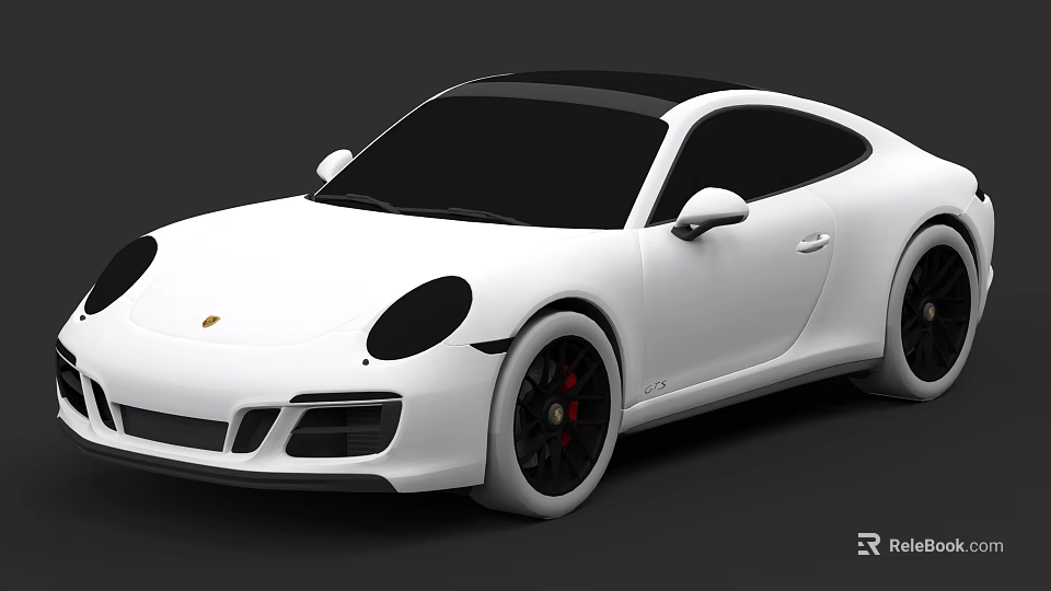 Sleek White Sports Car With Black Roof Black Wheels And Red Brake Calipers 3d model 