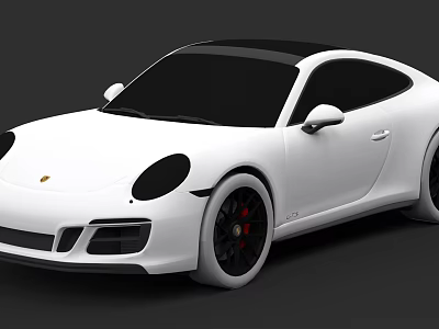 Sleek White Sports Car With Black Roof Black Wheels And Red Brake Calipers 3d model