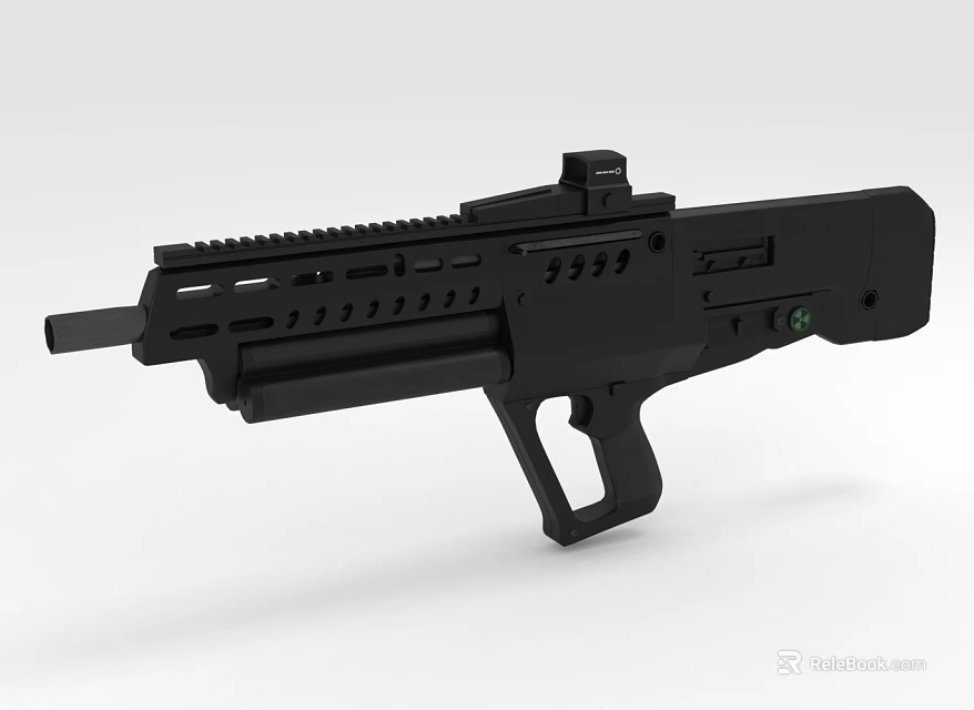 Modern Tactical Rifle With Sleek Black Body Scope Mount Grip And Ventilation Holes 3d model 