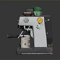 Silver Espresso Coffee Machine With Knobs Pressure Gauge Green Cups And Metal Mug 3d model