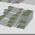 Park Landscape Featuring Terraced Design Green Lawns Escalator And Stone Stairs