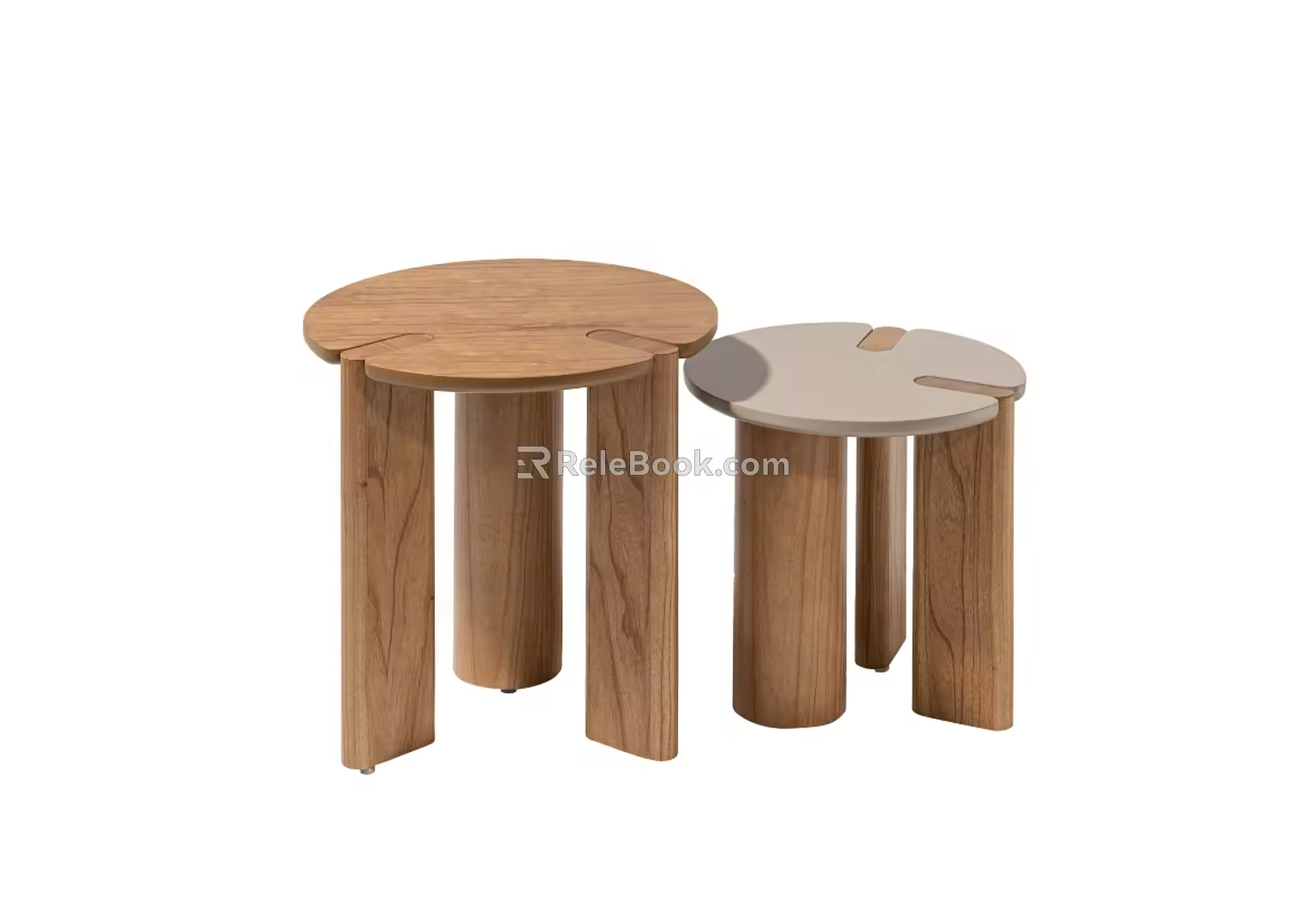 Nordic Solid Wood Letter Table Coffee Table Round Log Coffee Table Side Table Simple Japanese Style Solid Wood Cream Sofa Side Table 3d model
