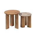 Nordic Solid Wood Letter Table Coffee Table Round Log Coffee Table Side Table Simple Japanese Style Solid Wood Cream Sofa Side Table 3d model