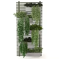 Vertical Hanging Potted Plants With Lush Green Leaves On Striped Wall Design