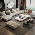 Modern Minotti Sofa Coffee Table Combination 3d model