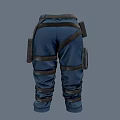 Deep Blue Tactical Cargo Pants With Adjustable Straps Multiple Pockets And Knee Pads 3d model