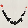 Modern Wall Decor With Black Balls Red Circles And Hanging Design Elements 3d model