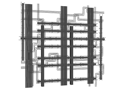 Interior Ceiling Framework Structure Design With Grid Support Lines Layout 3d model