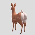 Cute Cartoon Deer With Brown White Spots Big Ears And Standing Pose
