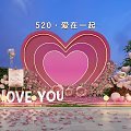 520 Romantic Love Together Photo Spot With Pink Heart Decoration And LOVE YOU Letters