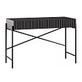 Modern Home Office Desk With Striped Surface And Black Cross Metal Frame