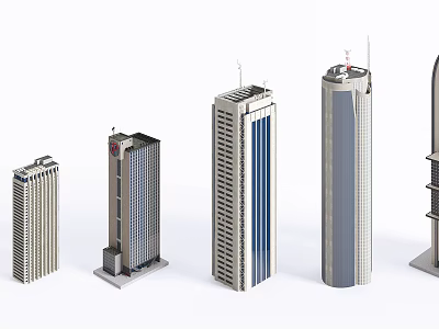 Modern Office Building Models With Varied Architectural Styles And Exterior Designs 3d model