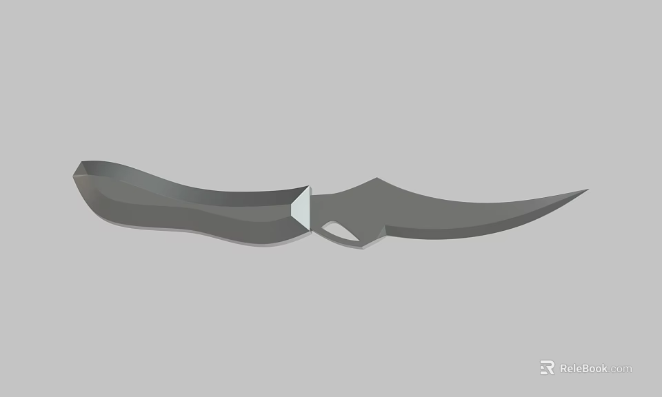 Gray Tactical Knife With Sharp Blade And Ergonomic Handle Design 3d model 