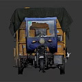 Used Trash Collection Tricycle Vehicle With Yellow Cargo Body And Blue Front Section