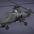 Military Combat Helicopter With Modern Angular Design Rotor Blades Landing Gear And Missile Attachments