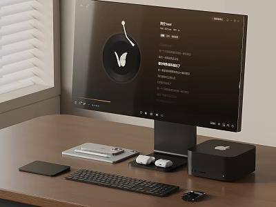 Modern Desktop Computer Setup With Monitor Keyboard Mouse Tablet And Accessories 3d model