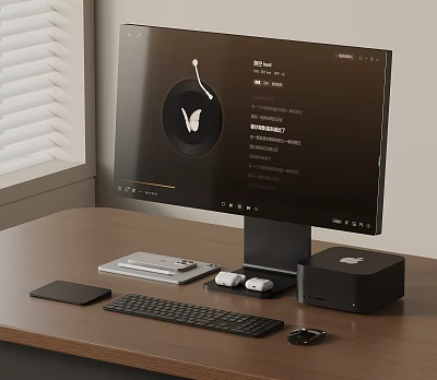 Modern Desktop Computer Setup With Monitor Keyboard Mouse Tablet And Accessories 3d model