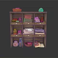 Wooden Storage Shelf With Baskets Books Clay Pots And Skull Decor
