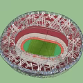 Iconic Bird's Nest Stadium Architectural Design With Steel Structure And Red Seats