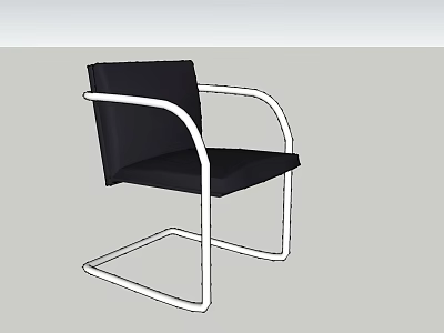 Modern Office Chair with Black Seat and White Metal Frame Design 3d model