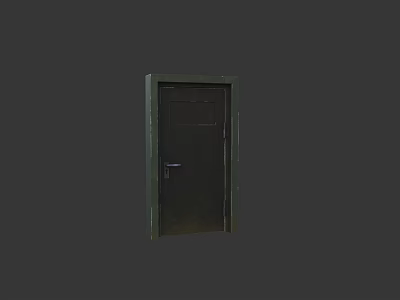 Dark Swing Door With Metal Frame And Simple Handle Design 3d model