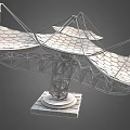 Array of Satellite Dishes With Complex Metal Frame For Communication And Observation