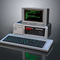 Vintage Computer System With Monitor Keyboard And Green Screen