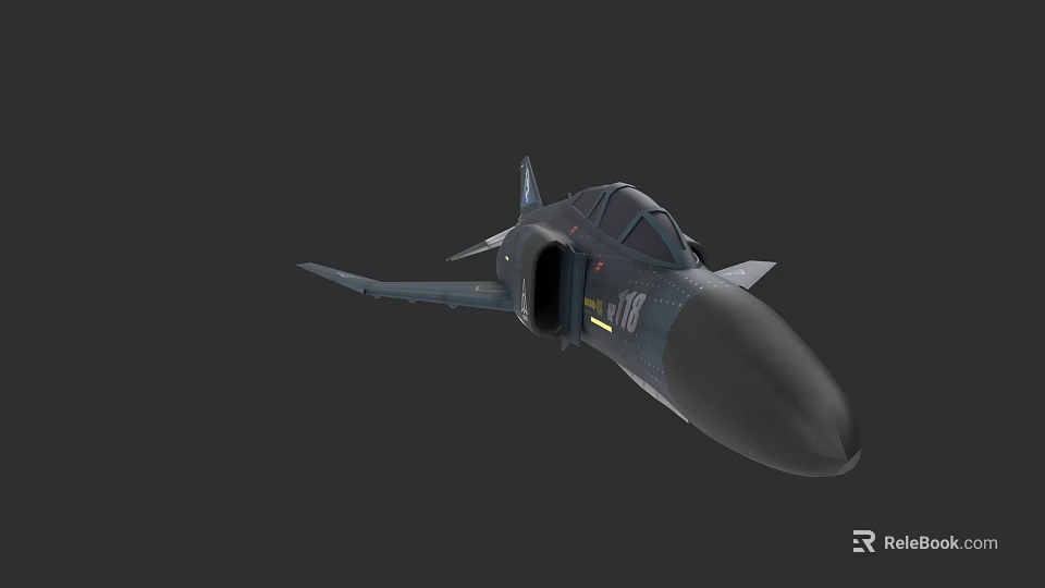 Dark Gray Fighter Jet With Sleek Design Cockpit Aerodynamic Wings And Pointed Nose 3d model 