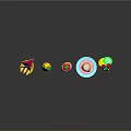 Colorful Assorted Food Collection With Fruits Sweets And Desserts Like Strawberry Banana And Cake